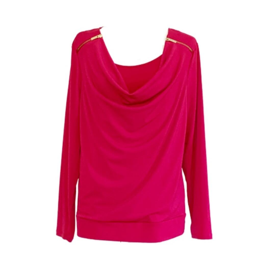 Charter Club Top Sweater Pink Cowl Neck Blouson Long Sleeve Top Size XL